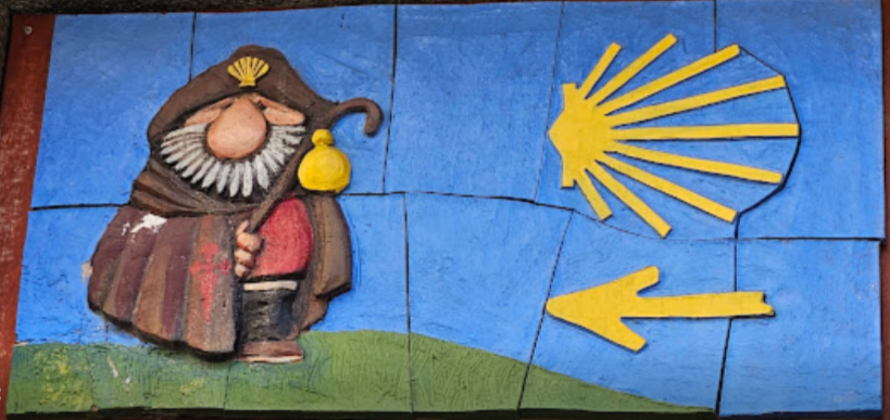 Wall sign for pilgrims