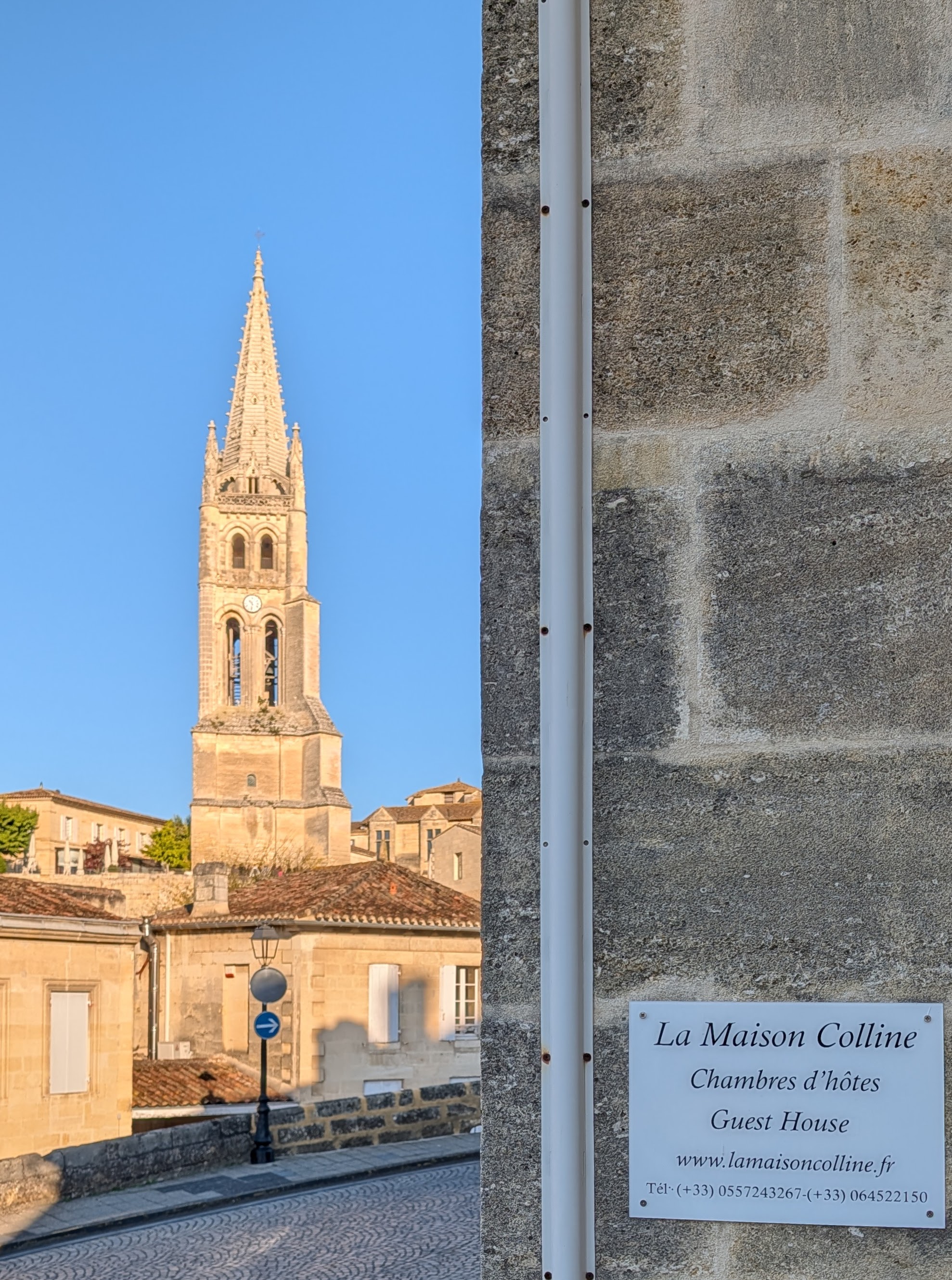 La Maison Colline with church spire in background