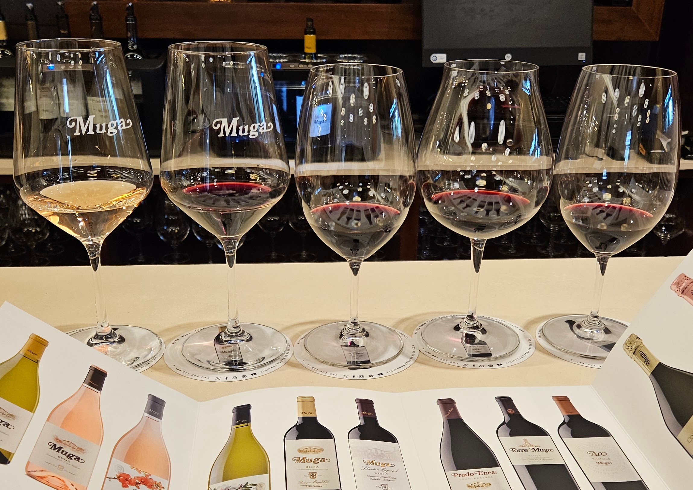 Lineup of wines from Muga in Haro