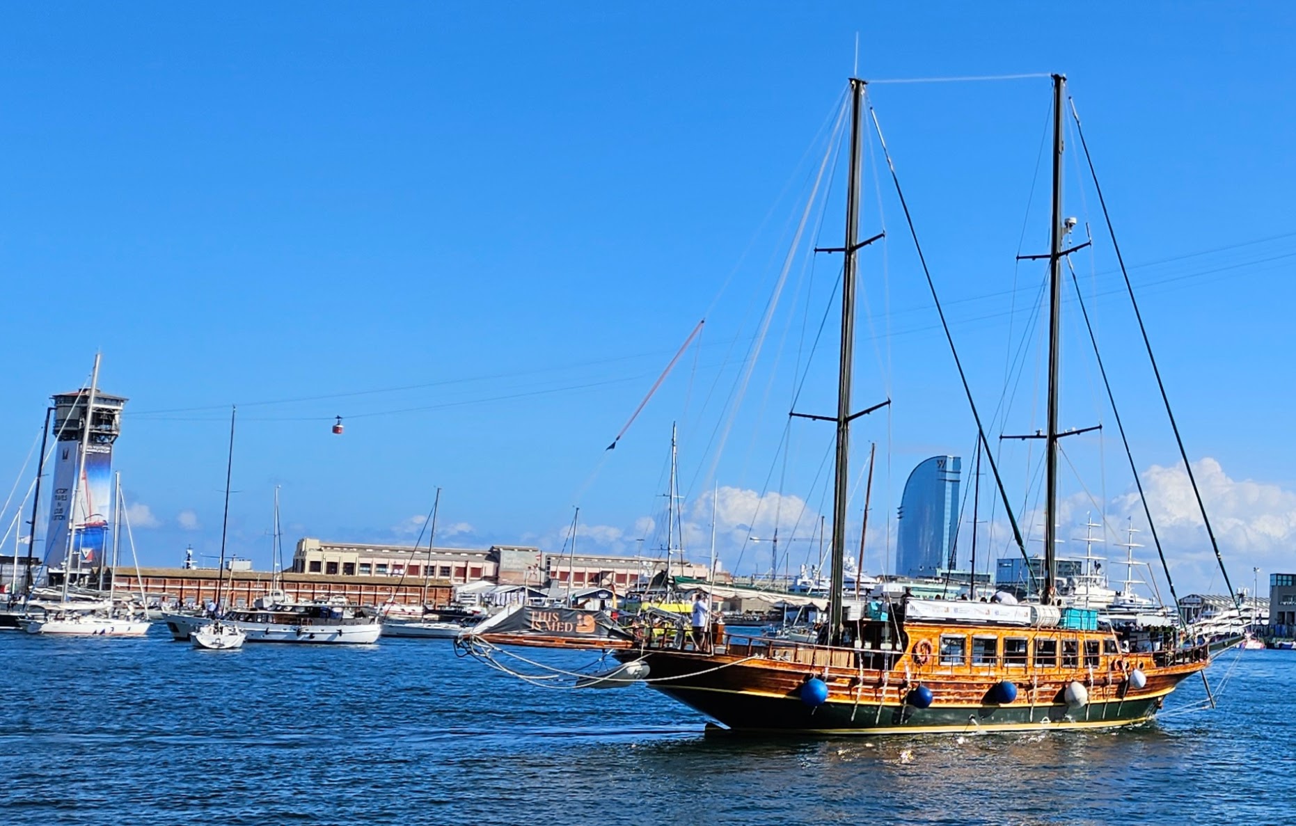 boat at the Barcelona waterfront