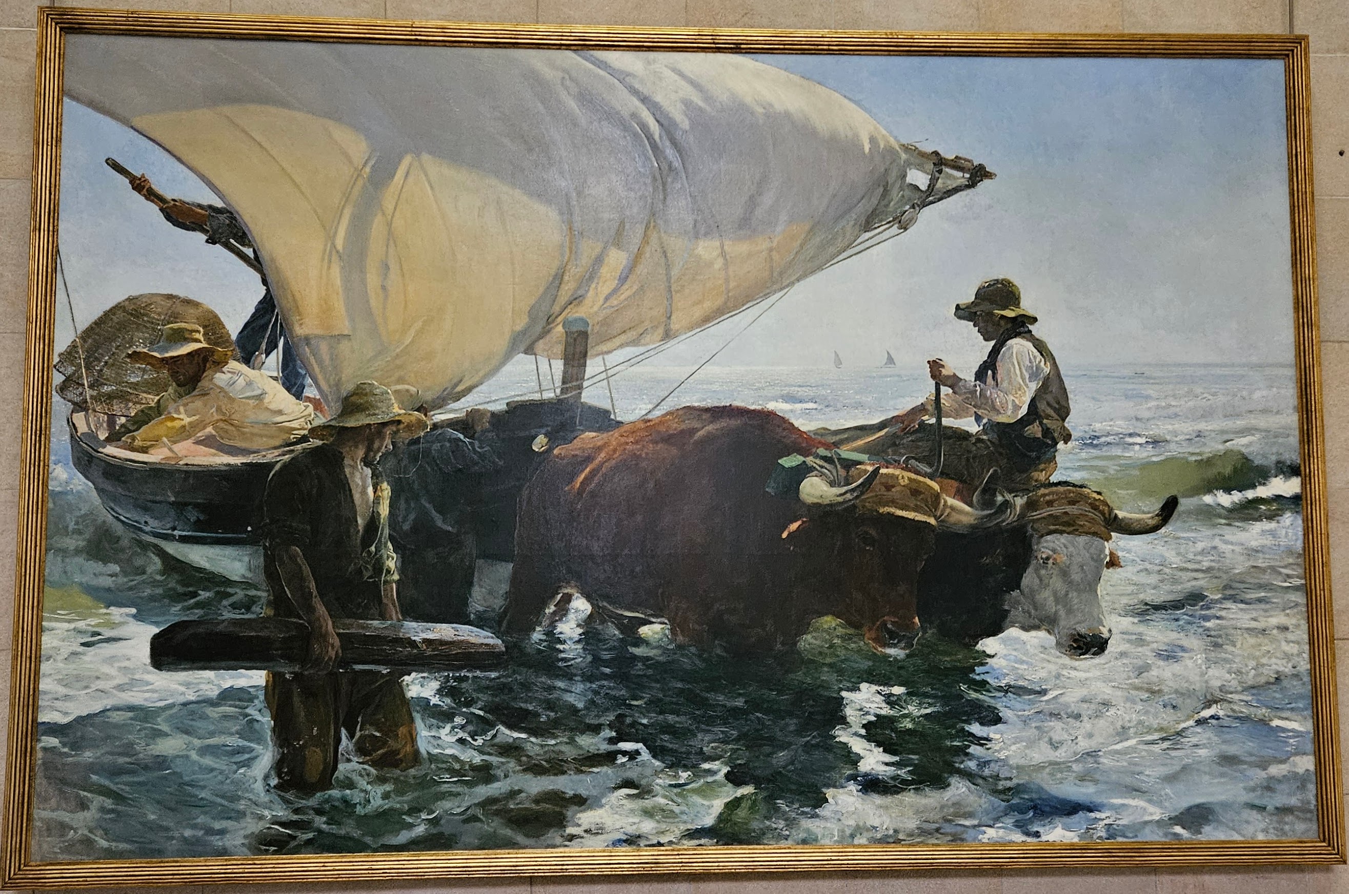 Painting titled Return From Fishing: Hauling the boat, by Joaquín Sorolla y Bastida
