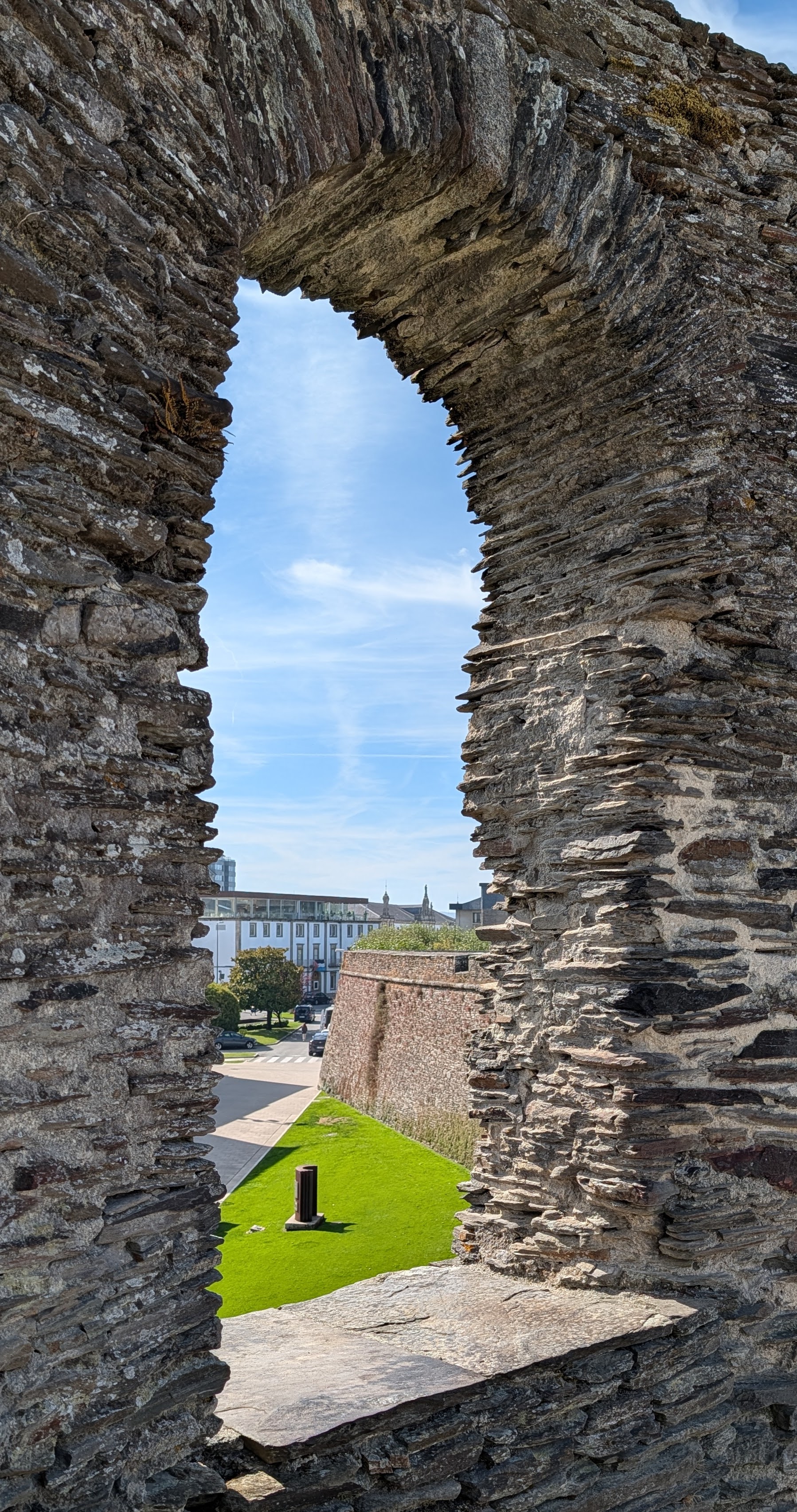 View through opening in Roman wall in Lugo