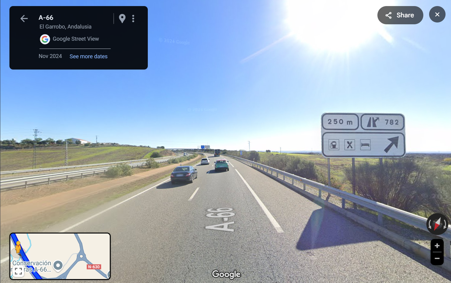 Google street view of A-66 highway in Spain