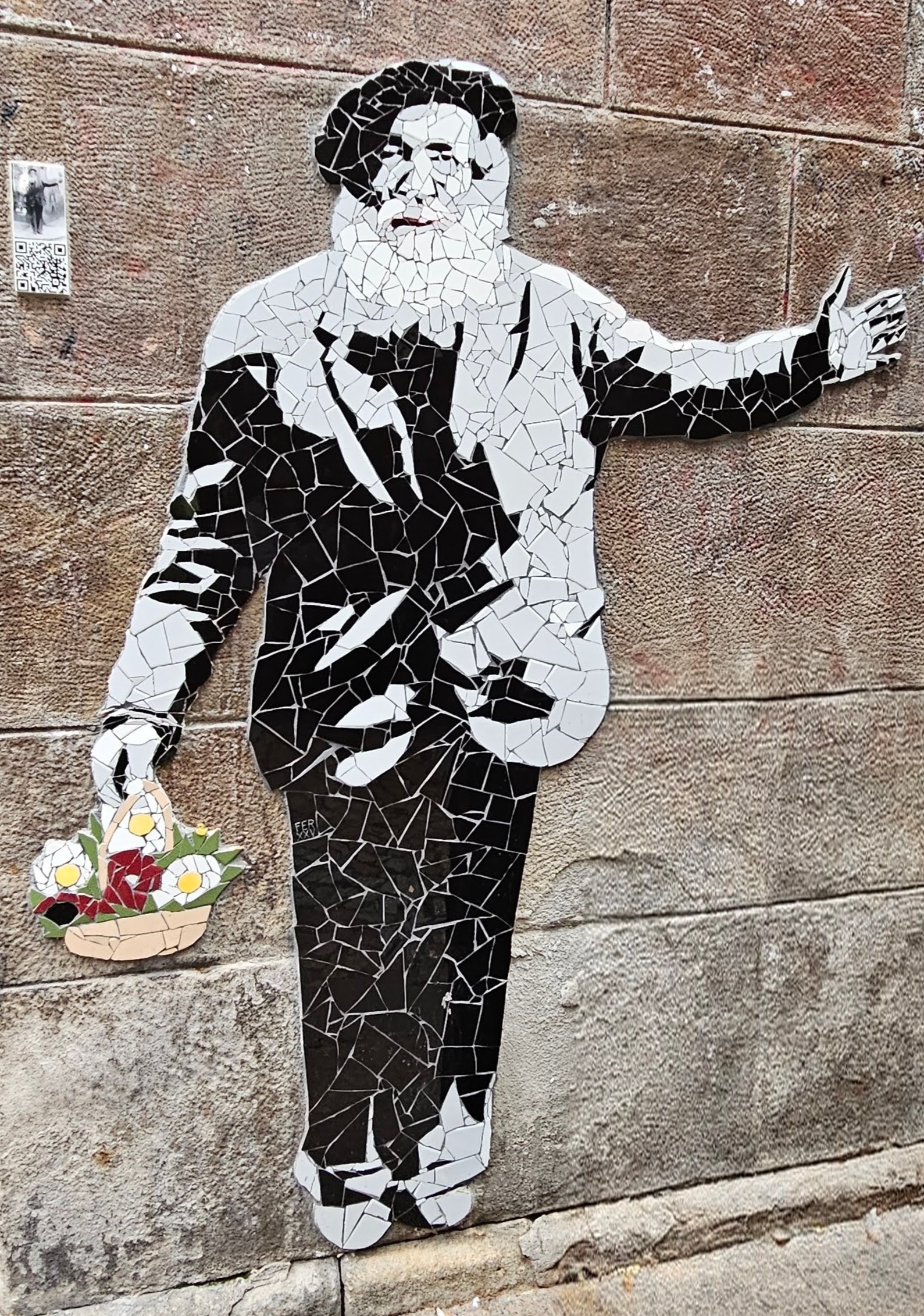 Street art mosaic man