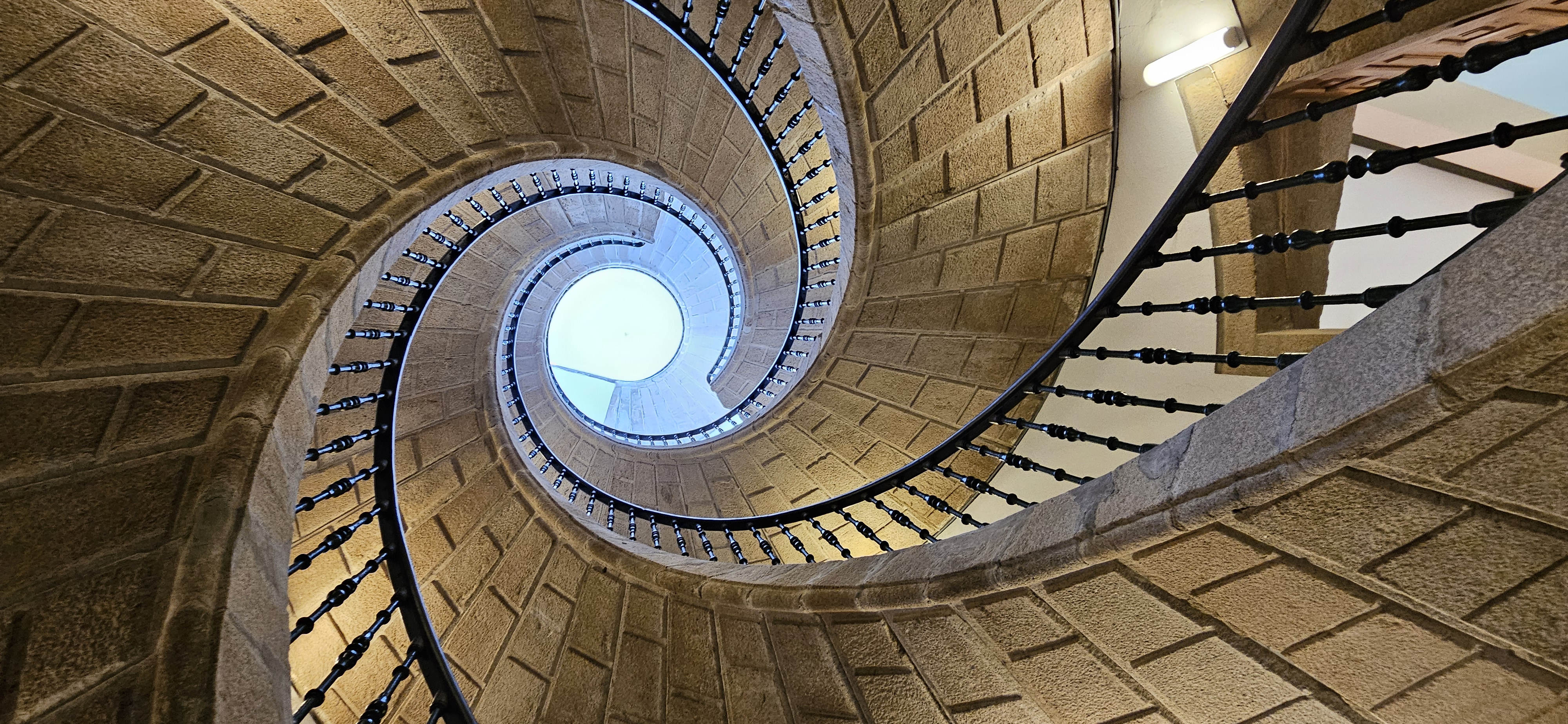 Looking up the spiral staircase