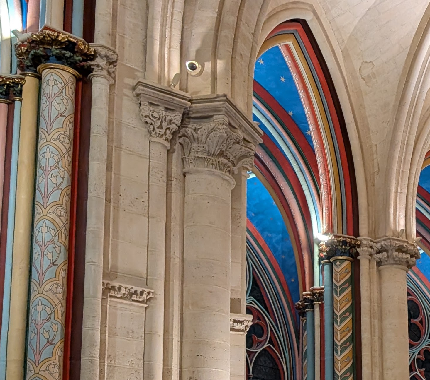 Color detail of the restored Notre Dame Cathedral