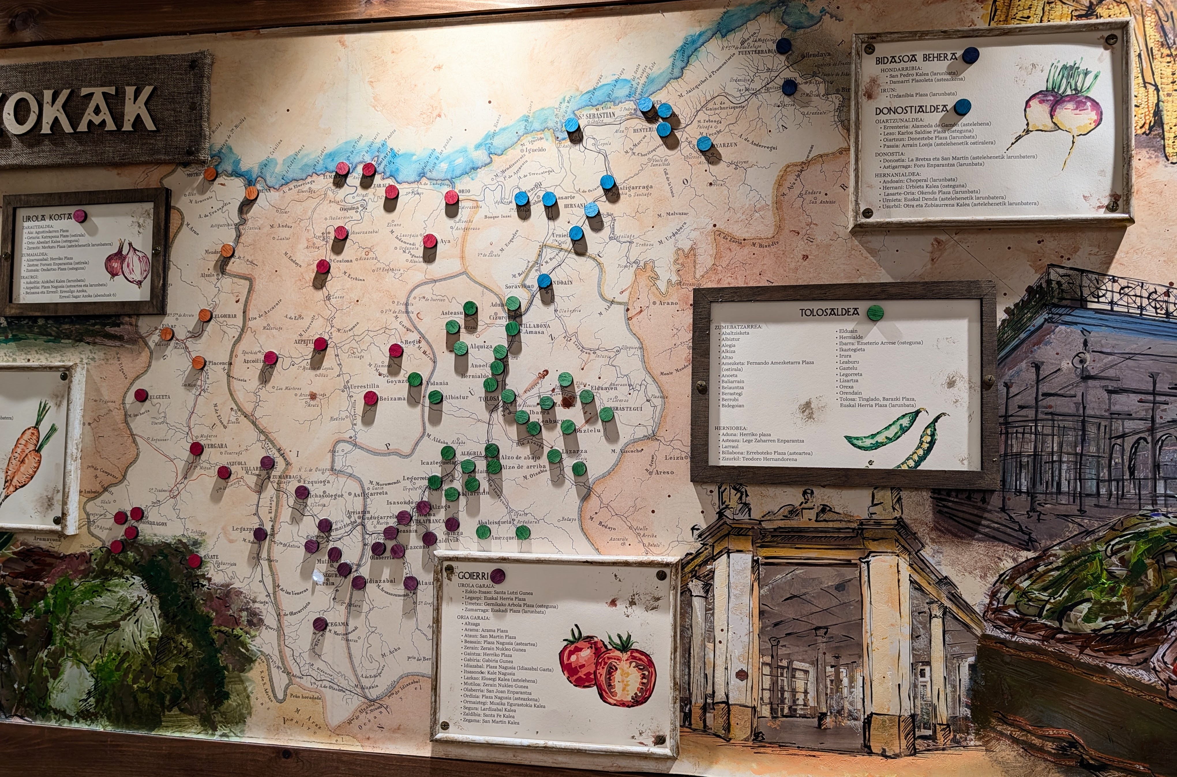 Map showing pinxtos ingredient locations