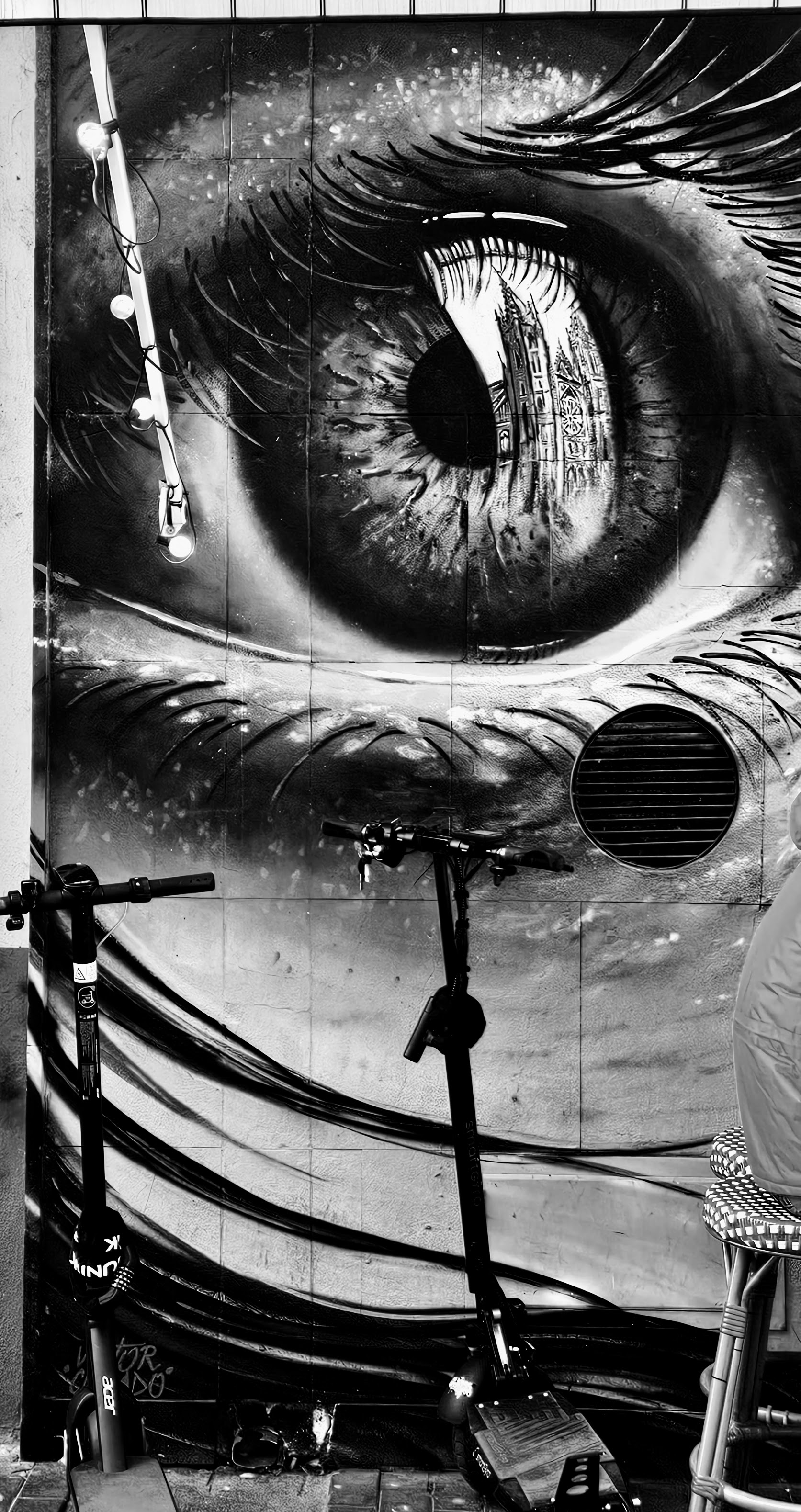 Street art of eye with reflection