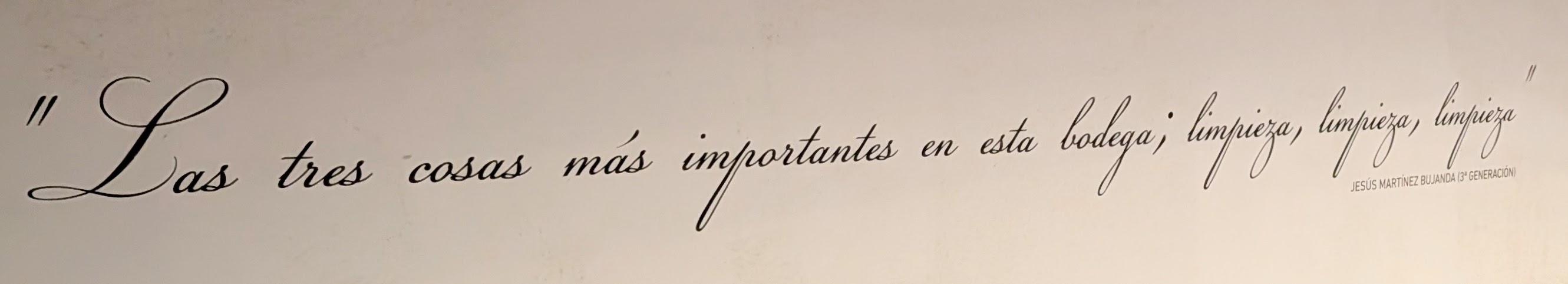 Motto on the wall at Bodegas Valdemar