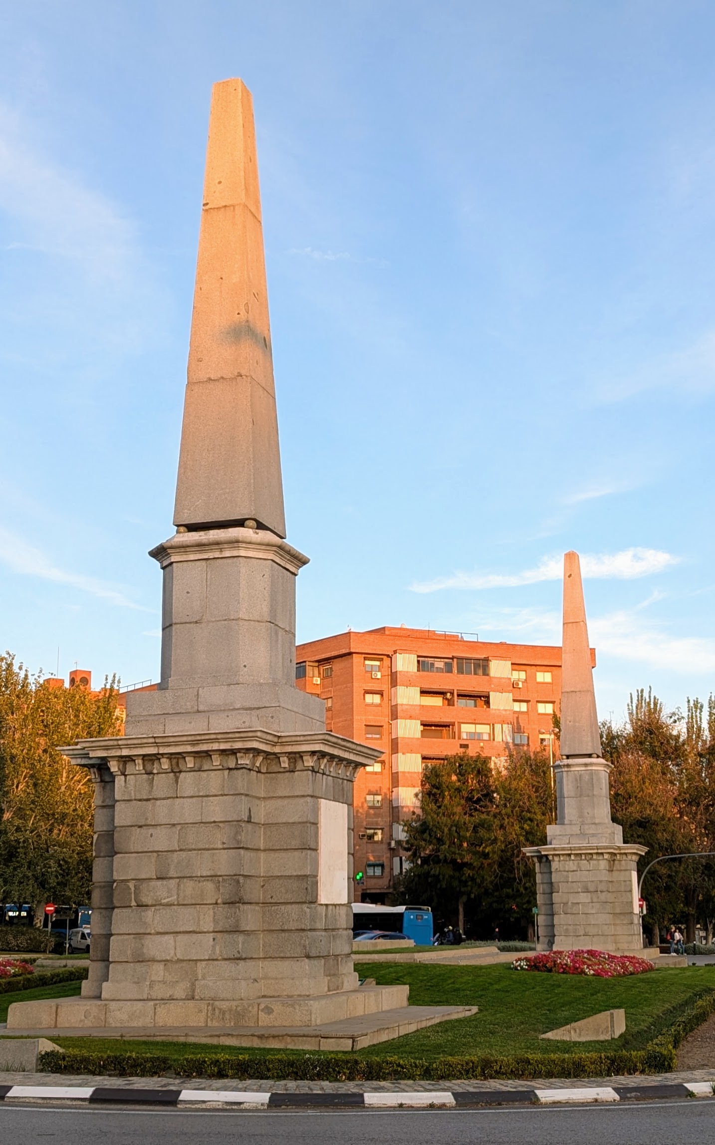 Obelisks at the Puente de Toledo roundabout