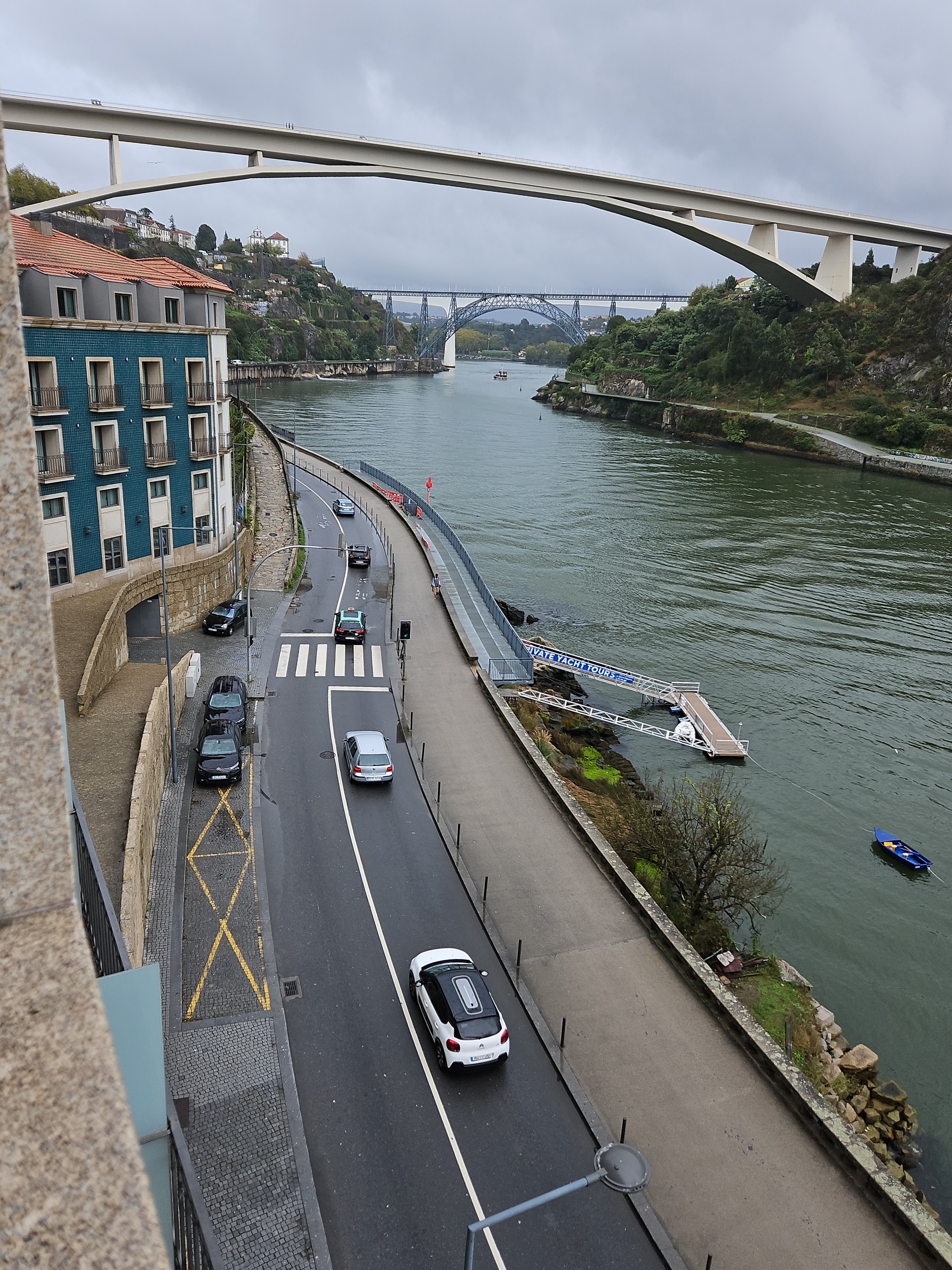 Looking upriver from our hotel room window