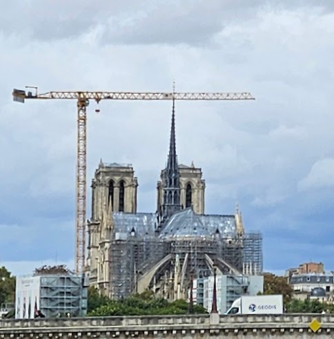 Exterior of Notre Dame still under fire restoration