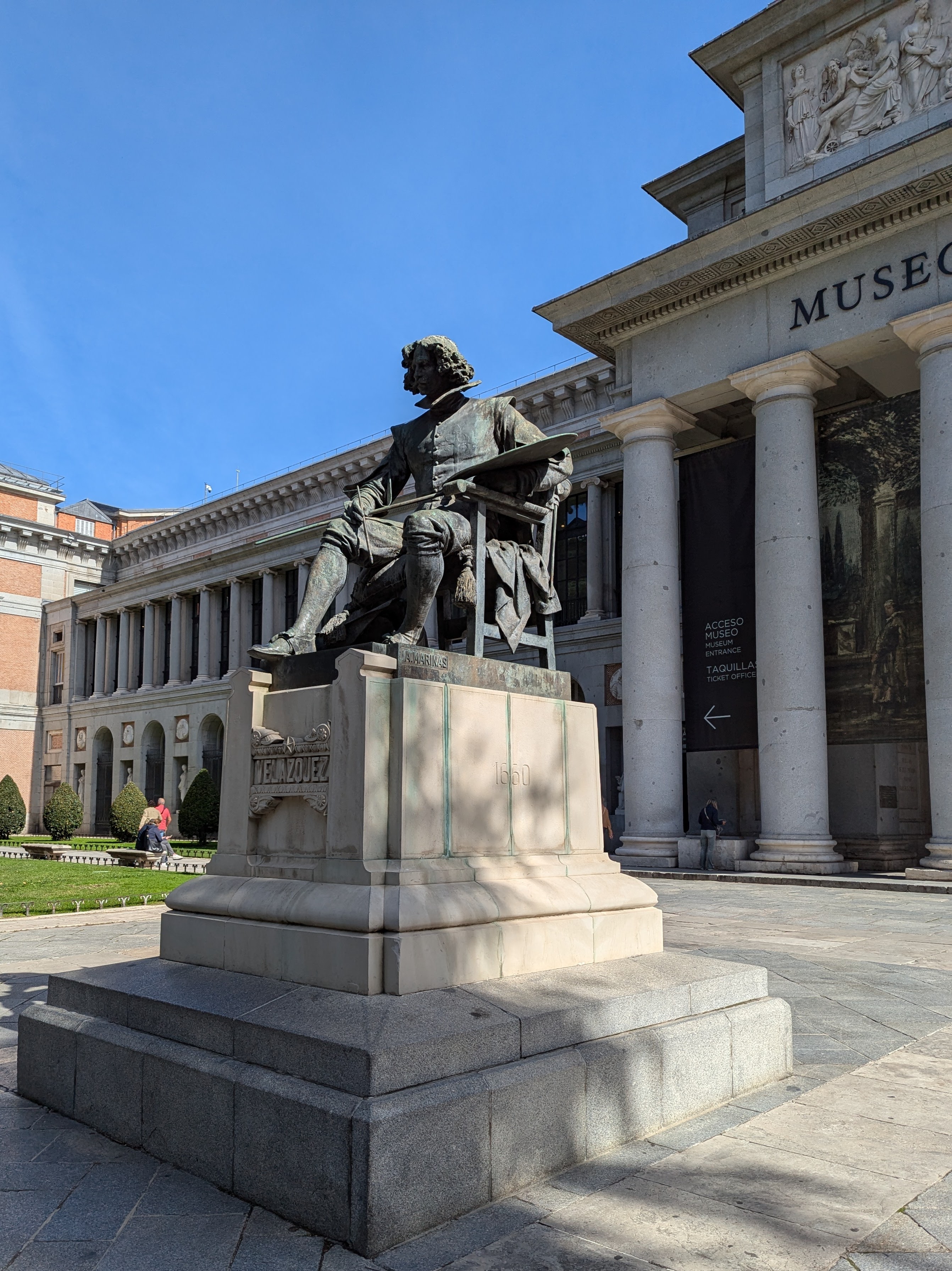Monument to artist Diego Rodríguez de Silva y Velázquez outside The Prado, Madrid