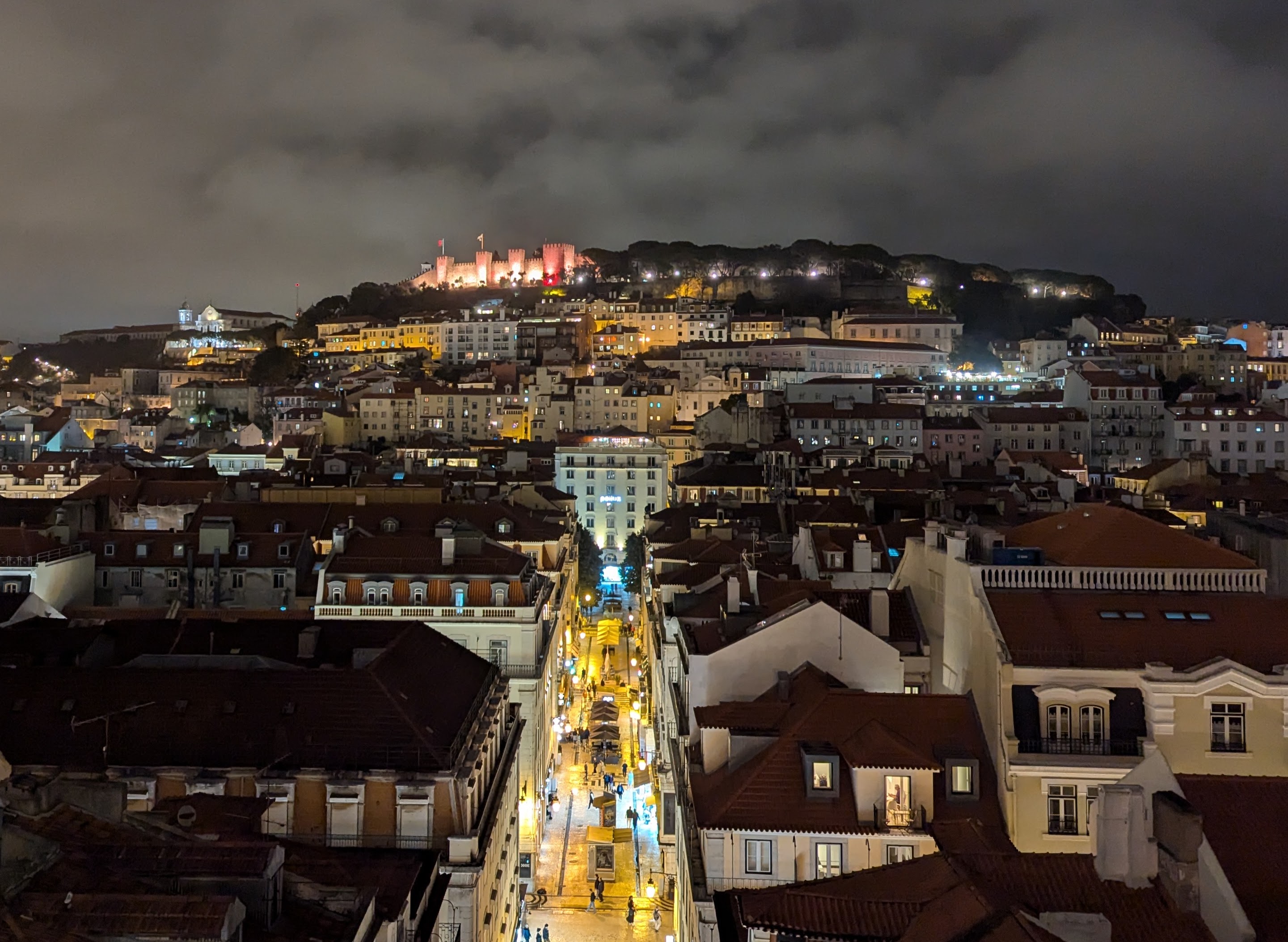 Night view of Lisbon from the Santa Justa elevator viewing platform