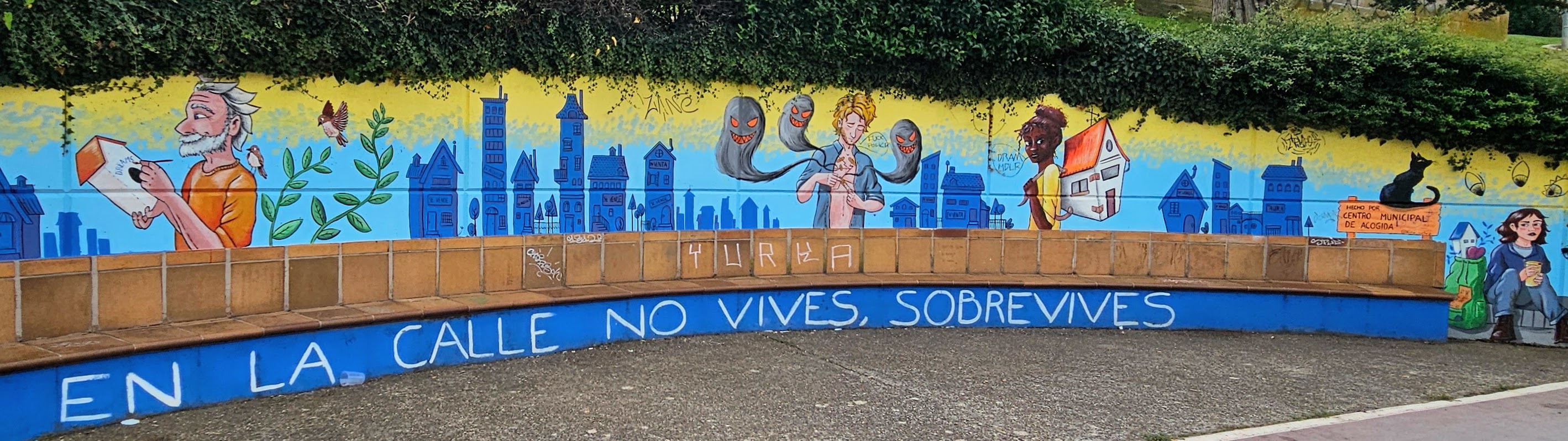 Mural giving attention to the plight of the homeless