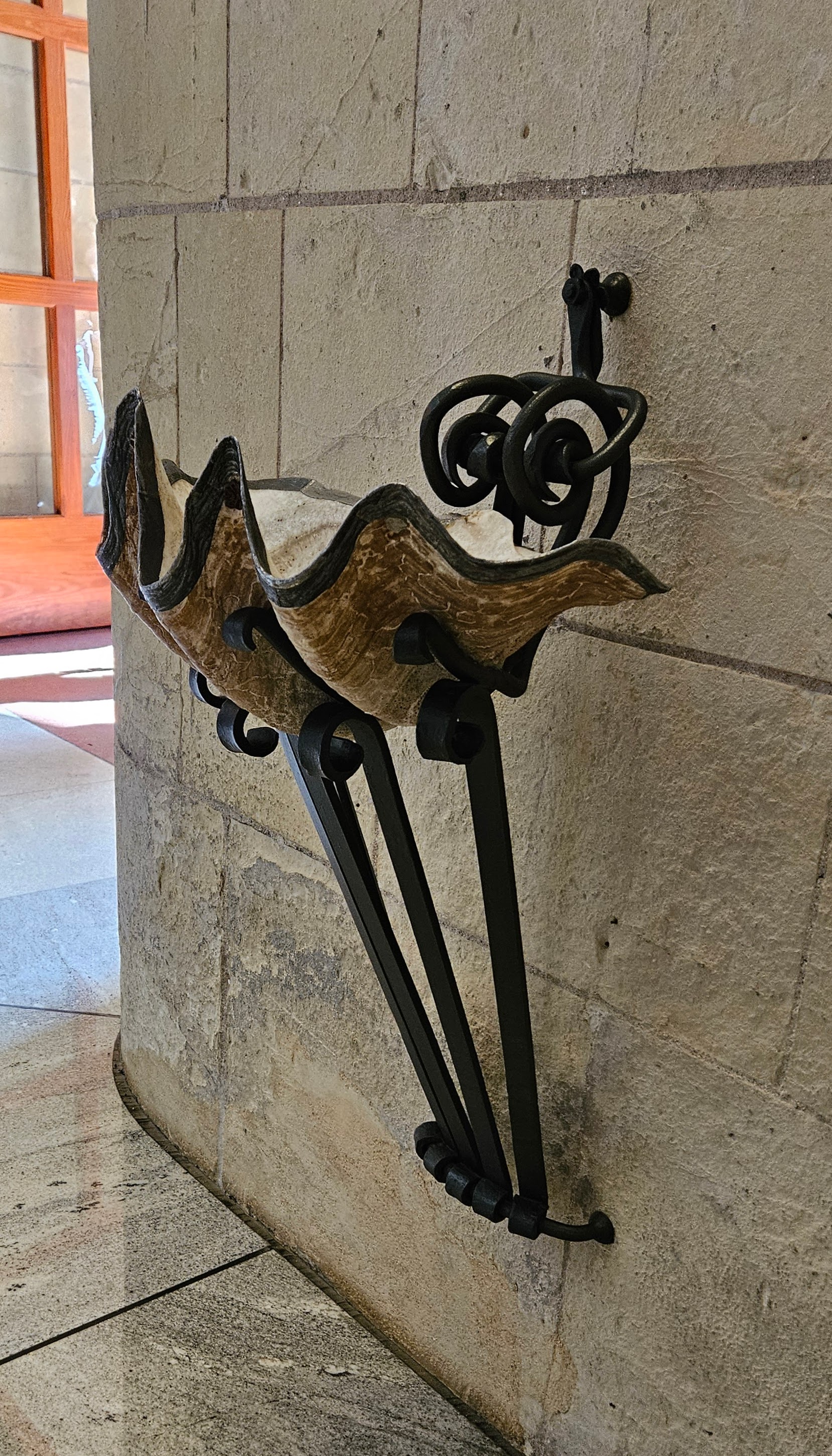 Shell sculpture, I assume for holy water, Sagrada Familia
