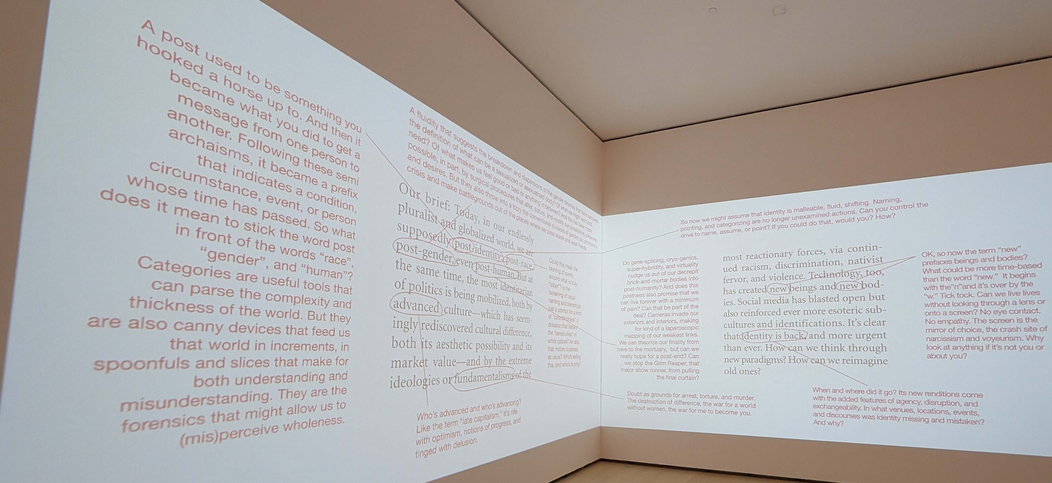 Image from Barbara Kruger exhibit, annotated text