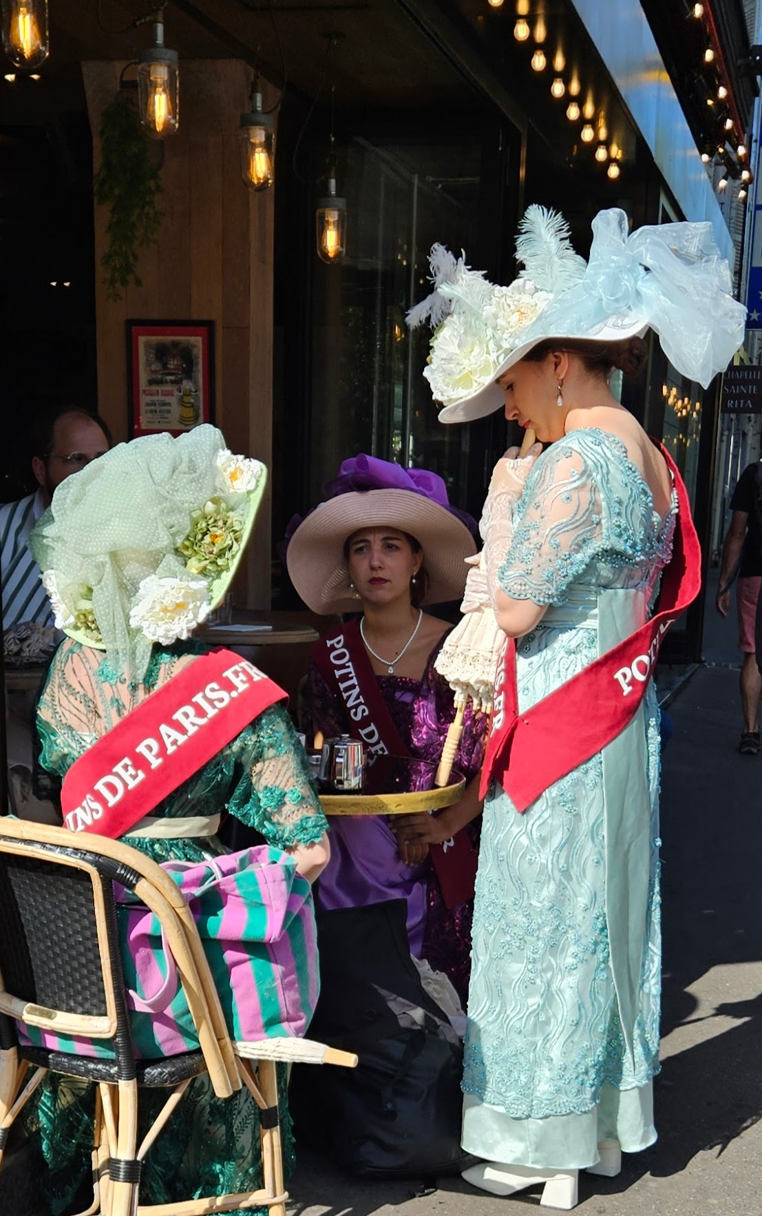 Tour guides in period costume take a break.