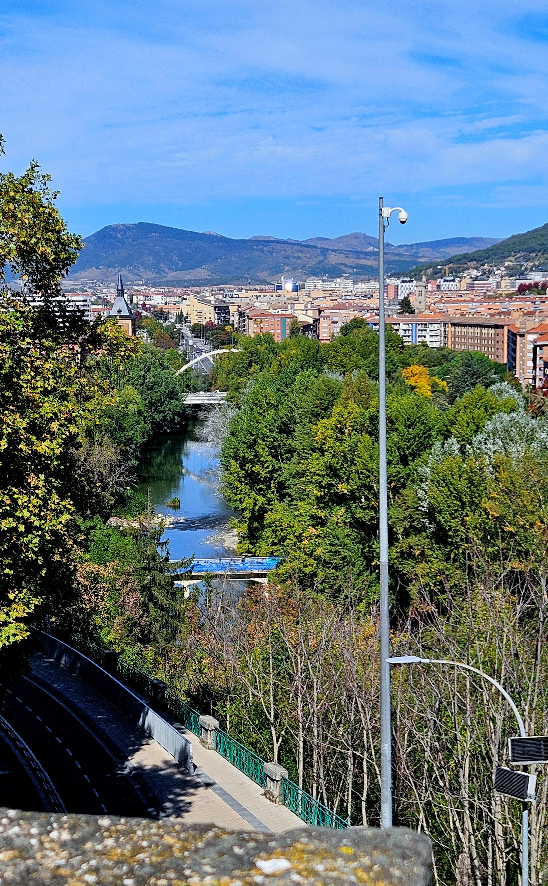 View of the Arga newer parts of Pamplona from the old city wall